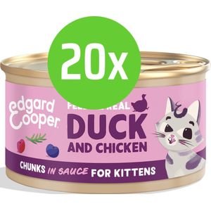 Edgard & Cooper Kitten Chunks Duck & Chichen 85 gram - 20 blikjes