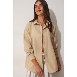 Happiness Istanbul DD00842 Volwassenen Vrouwen Shirt single - Donkere Crème - 36