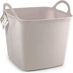 Plasticforte Kuip/emmer/wasmand - flexibel - beige - 27 liter - vierkant - kunststof - 36 x 34 x 37 cm