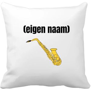 Akyol - saxofoon met eigen naam Kussen hoes - Saxofoon - muziek liefhebbers - iemand die houdt van saxofoons - verjaardag - cadeau - kado - geschenk - 40 bij 40 cm