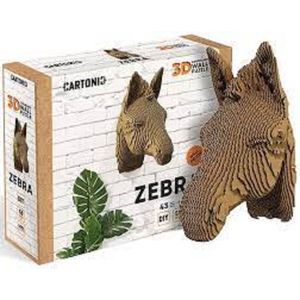CARTONIC- Zebra- 3d puzzel- 3D- puzzelen-DIY- Kinderen en Volwassenen- decoratie- thuis- muurdecoratie- Ecologisch