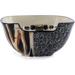 Kom  - Model: Zebra Zwart-wit-goud | Handgemaakt in Zuid Afrika - hoogwaardig keramiek - speciaal gemaakt door Letsopa Ceramics voor Nwabisa African Art