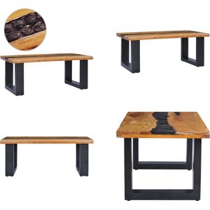 vidaXL Salontafel 100x50x40 cm massief teakhout en polyresin - Salontafel - Salontafels - Bijzettafel - Bijzettafels
