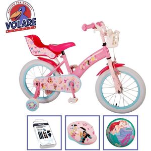 Volare Kinderfiets Disney Princess - 16 inch - Roze - Met fietshelm en accessoires