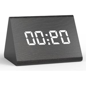 Digitale LED-wekker tafelklok met 3 alarmen USB-oplaadbaar - helderheid en volume instelbaar - zwart
