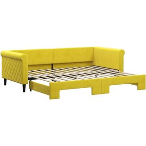 vidaXL-Slaapbank-met-onderschuifbed-90x200-cm-fluweel-geel