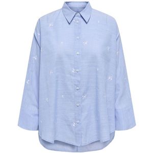 Only ONLREGINA GRACE EMB. SHIRT OX WVN Longsleeve blauw L Dames