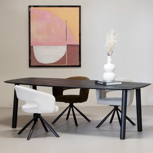 Eettafel Deens Ovaal 240cm - Zwart Mangohout - 6-8 Personen - Leone - Giga Meubel