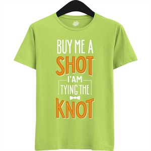 Buy Me A Shot | Vrijgezellenfeest Cadeau Man - Groom To Be Bachelor Party - Grappig Bruiloft En Bruidegom Bier Shirt - T-Shirt - Unisex - Appel Groen - Maat XL