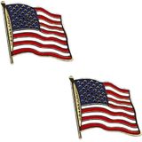 Set van 2x stuks broches/speldjes Pin Vlag USA/Amerika - Amerikaanse feestartikelen - Verkleed pins