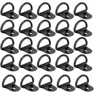 25 stuks D-ring sjorring ligplaats voor aanhangers - Voor het bevestigen van lading aanhanger, vrachtwagen, boot, kajaks (Zwart)