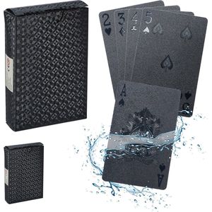 Relaxdays pokerkaarten - 2 decks - speelkaarten - waterbestendig - kaartspel poker - zwart