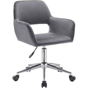 Bureaustoel met armleuning Synne - Op wielen - Ergonomische bureaustoel voor volwassenen - Donkergrijs - In hoogte verstelbaar - Velvet
