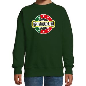 Have fear Portugal is here sweater met sterren embleem in de kleuren van de Portugese vlag - groen - kids - Portugal supporter / Portugees elftal fan trui / EK / WK / kleding 98/104