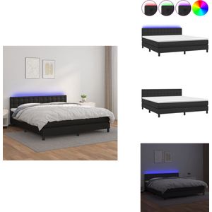 vidaXL Boxspring - Boxsprings - Bed - Slaapmeubel - Boxspring met matras en LED kunstleer zwart 160x200 cm