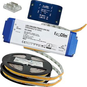 Led strip 10 meter warm wit Zigbee - COB - 24V - Complete set - Afknipbaar & verlengbaar - met 3M plakstrip - IP20 - 70um - R2R