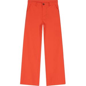 Meisjes pantalon stretch broek wide fit - Helder koraal
