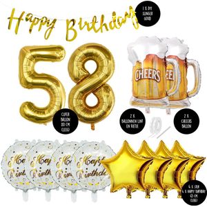 58 Jaar Verjaardag Cijfer ballon Mannen Bier - Feestpakket Snoes Ballonnen Cheers & Beers - Herman
