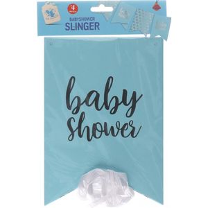 Baby Shower Vlaggenlijn - Slinger - Blauw - Babyshower - Stevig Papier - Herbruikbaar - 4 Meter