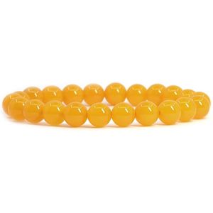 Bixorp Gems Gele Agaat Edelstenen Armband - Gepolijste Edelsteen Kralenarmband