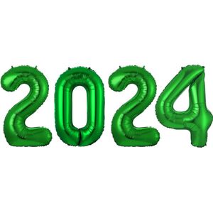 Folie Ballon Cijfer 2024 Oud En Nieuw Versiering Nieuw Jaar Feest Artikelen Happy New Year Decoratie Groen - 70 cm