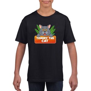 Tommy de kat t-shirt zwart voor kinderen - unisex - katten / poezen shirt - kinderkleding / kleding 134/140