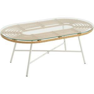 J-Line tafel Laag Ovaal Buiten - metaal/glas - naturel/wit
