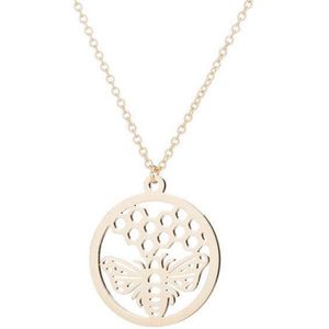 24/7 Jewelry Collection Bij Ketting - Honingbij - Honingraat - Bijenraat - Cirkel - Goudkleurig
