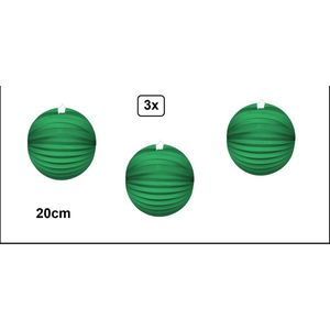 3x Lampion 20cm groen - festival thema feest verjaardag party papier BBQ strand licht fun