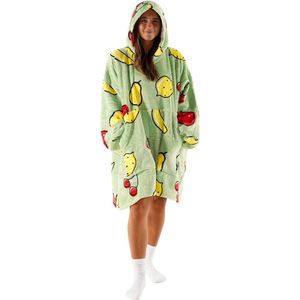 Noony Fruity Green oversized hoodie deken - Plaids met mouwen - Fleece deken met mouwen - Ultrazachte binnenkant - Hoodie blanket - Snuggie - One size fits all