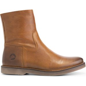 Travelin' Pleubian Dames Leren Enkellaarzen - Nette schoenen vrouwen - Cognac Bruin Leer - Maat 40