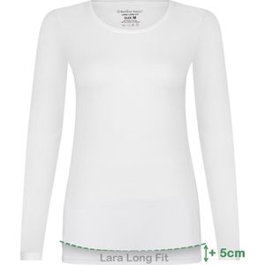 Comfortabel & Zijdezacht Bamboo Basics Lara - Bamboe T-Shirts (Multipack 2 stuks) Dames - Lange Mouwen - Long Fit - Wit - S