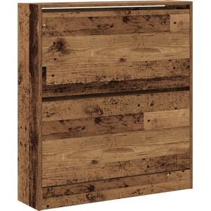 vidaXL - Schoenenkast - met - Flip - Lade - Oude - Hout - 80x21x87,5 - cm