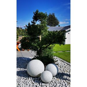 Trango Set van 3 IP65 Tuinbal 202540GB in Graniet, Steenlook met 20/25/30cm Diameter *NATURE* Globe Lamp incl. 1x 4-5 Watt E27 LED Lamp & Ca. 5 meter IP44 kabel, tuinverlichting, lichtbal