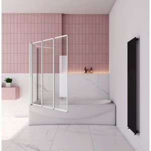 120x80x140cm Badwanden Badwand 3 panelen vouwbaar met vast zijwand,4mm helder ESG-veiligheidsglas,profiel van mat grijs