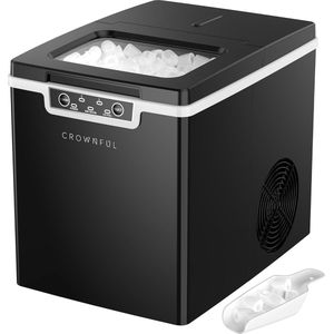 Ice Cube Maker - 9 Ice Cubes Ready in 8-10 Minutes - 26 lbs Ball Ice Cube in 24 Hours - Electric Ice Maker with Scoop and Basket, Black