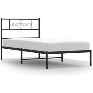 vidaXL - Bedframe - met - hoofdbord - metaal - zwart - 100x200 - cm