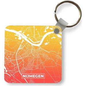 Sleutelhanger - Uitdeelcadeautjes - Stadskaart - Nijmegen - Oranje - Geel - Plastic