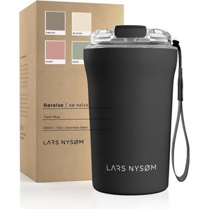 Koffiemok-to-go met bandje en Tritan-deksel 380 ml | BPA-vrije reismok 0,38 liter met isolatie
