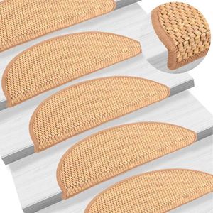 vidaXL - Trapmatten - zelfklevend - 15 - st - sisal-look - 56x17x3 - cm - sisalkleurig