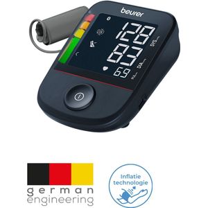 Beurer BM 48 Bloeddrukmeter bovenarm - Inflatietechnologie – XL zwart display - Bluetooth® & app – Incl. manchet 22-42 cm en batterijen – Manchet-aanbrengcontrole – Onregelmatige hartslag – Risico-indicator – Rustindicator – 5 jaar garantie