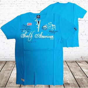 Heren shirt American blauw -Violento-M-t-shirts heren