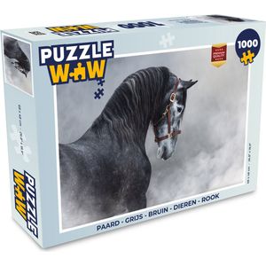 Puzzel Paard - Grijs - Bruin - Dieren - Rook - Legpuzzel - Puzzel 1000 stukjes volwassenen