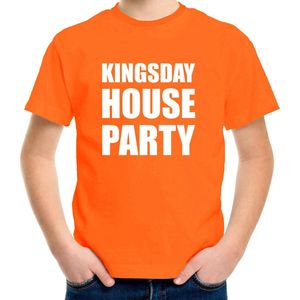 Koningsdag t-shirt Kingsday house party oranje voor kinderen - Woningsdag thuisblijvers / Kingsday thuis vieren 140/152