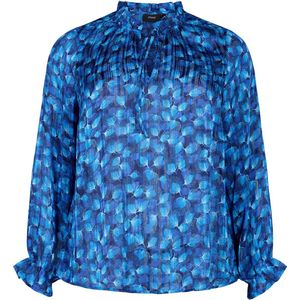 ZIZZI MLUCY L/S BLOUSE Dames Blouse - Blue - Maat L (50-52)