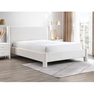 Vente-unique Bed 180 x 200 cm - Boucléstof - Wit - CONOMO L 220.5 cm x H 115.5 cm x D 219 cm