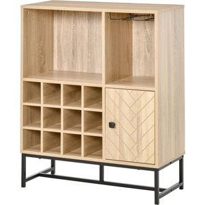 Emora Keuken Dressoir met wijnrek - Wijnkast - Drankkast met 2 planken - 6 glazenhouder - 12 fles wijnrek