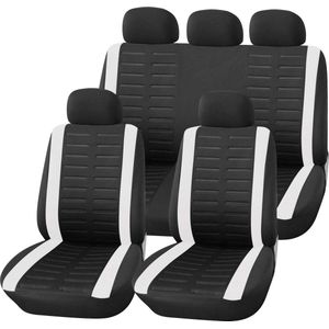 Autostoelhoezenset, universeel, zwart en grijs met zij-airbagopeningen en afneembare achterbank, auto-accessoires, interieur
