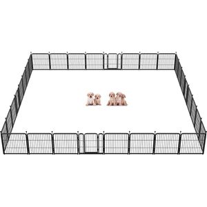 MaxxPet Puppyren - Hondenbench - Hondenren- hondenkennel met 32 panelen - Staal - 6,4 x 6,4 meter