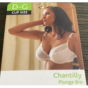 Panache Superbra Lingerie Chantilly BH - underwired plunge bra - wit kant met licht roze - maat G70